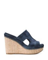 stuart denim weitzman wedge ponte sandal slide